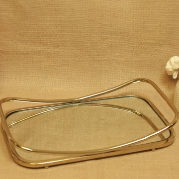 Taper With Mirror and Metal handle Tray