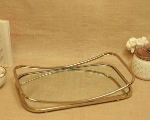 Taper With Mirror and Metal handle Tray