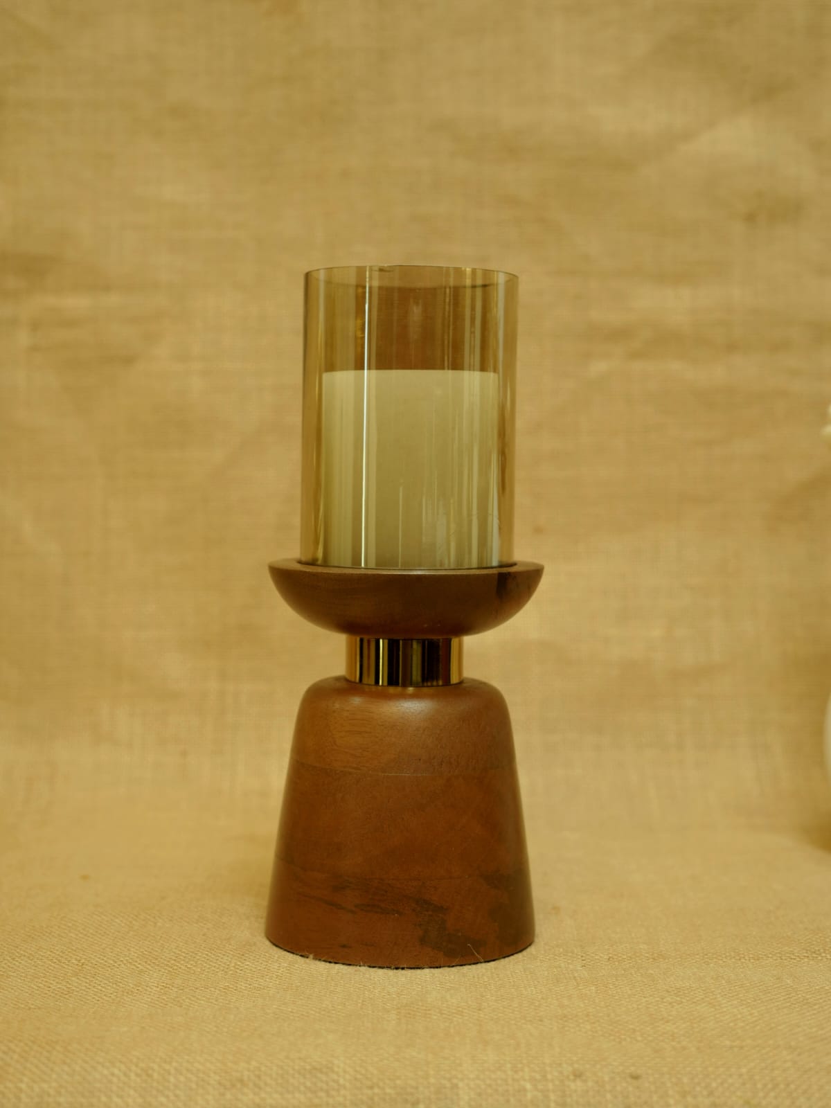 Amber Glow Wooden Candle Holders