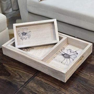 Ivory blossom Wooden Trays