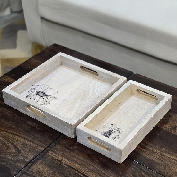 Ivory blossom Wooden Trays